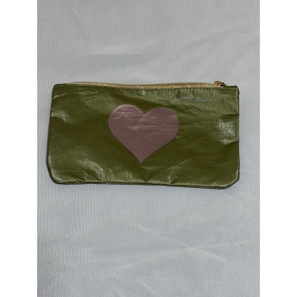 Hi Love Insider Small Pouch Olive Green Mauve Heart Splash Proof Travel Bag